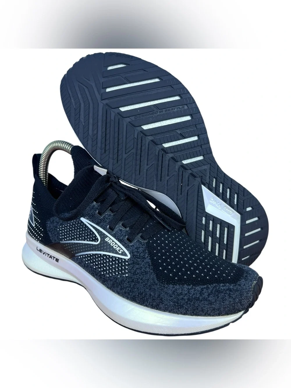 Brooks Levitate StealthFit 5 Womens Running Shoes Black Grey US Size 8